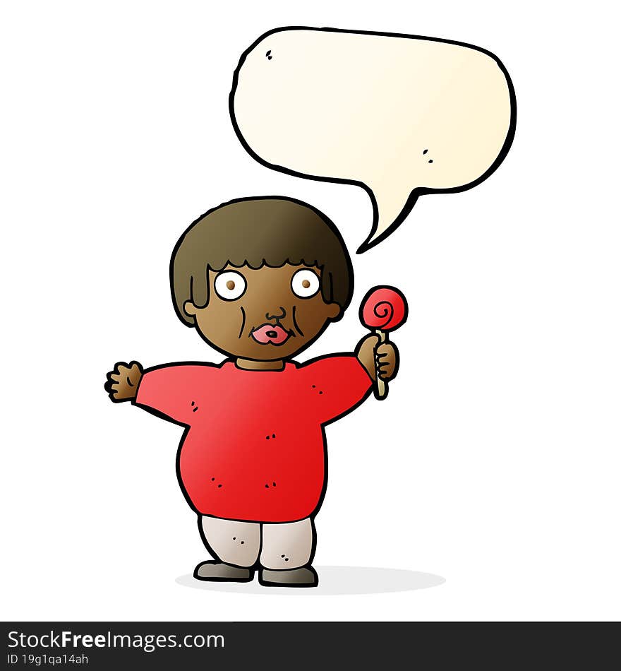 cartoon fat child with speech bubble