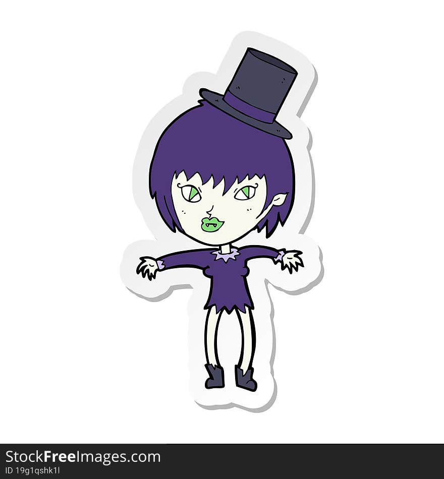 sticker of a cartoon halloween vampire girl