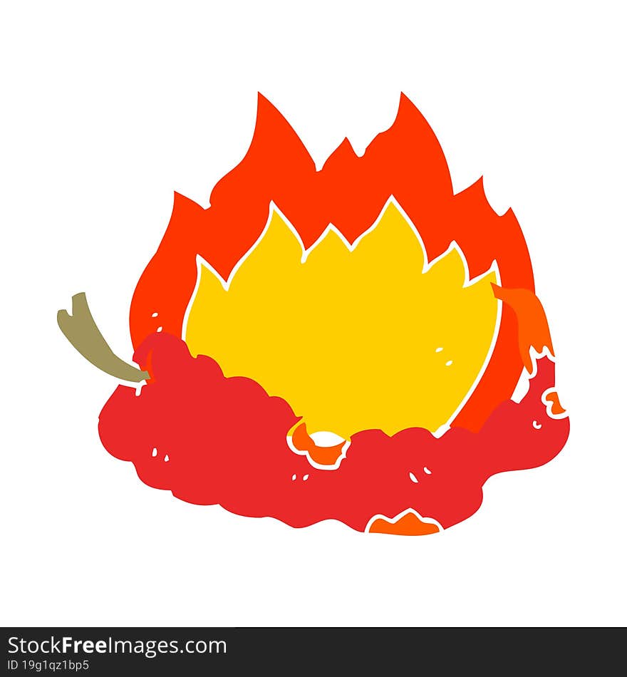 Flat Color Style Cartoon Hot Chili Pepper