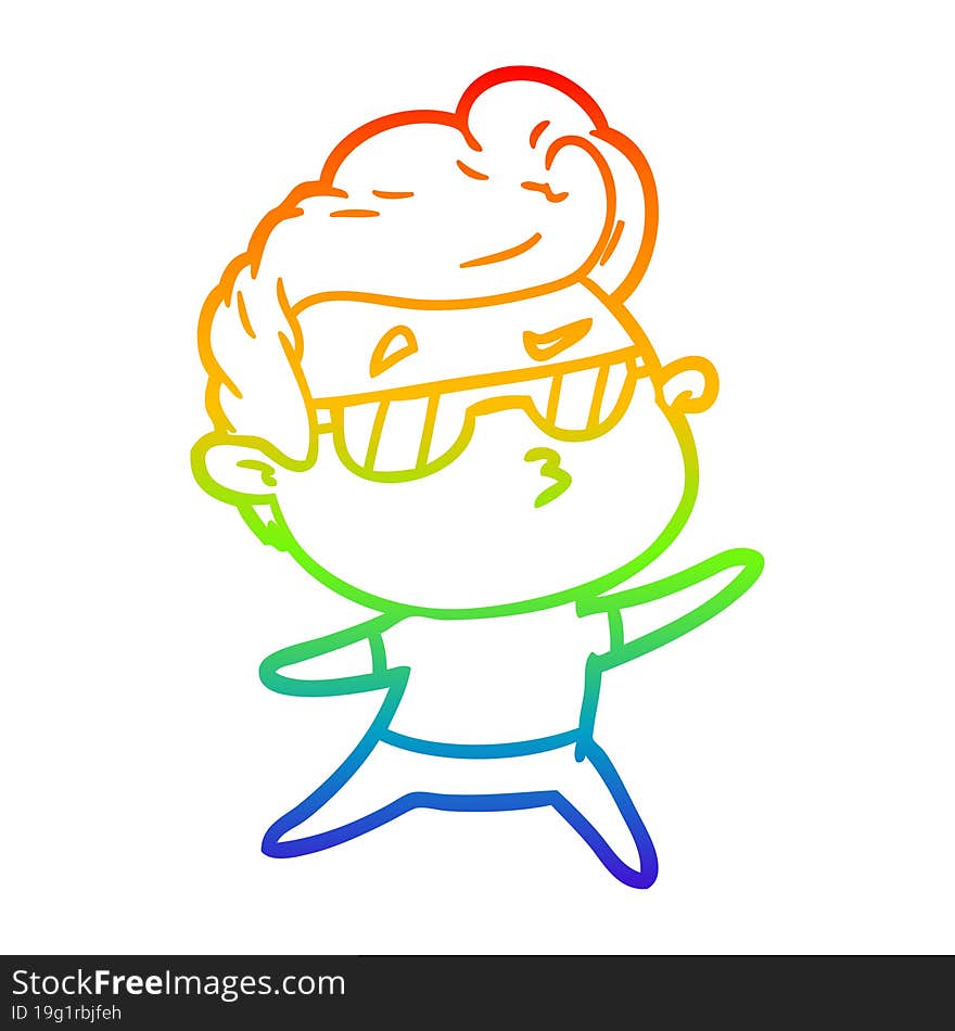 rainbow gradient line drawing cartoon cool guy