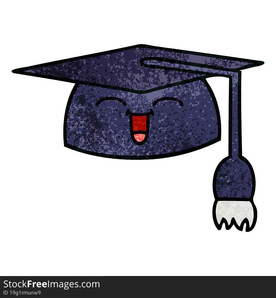 Retro Grunge Texture Cartoon Graduation Hat