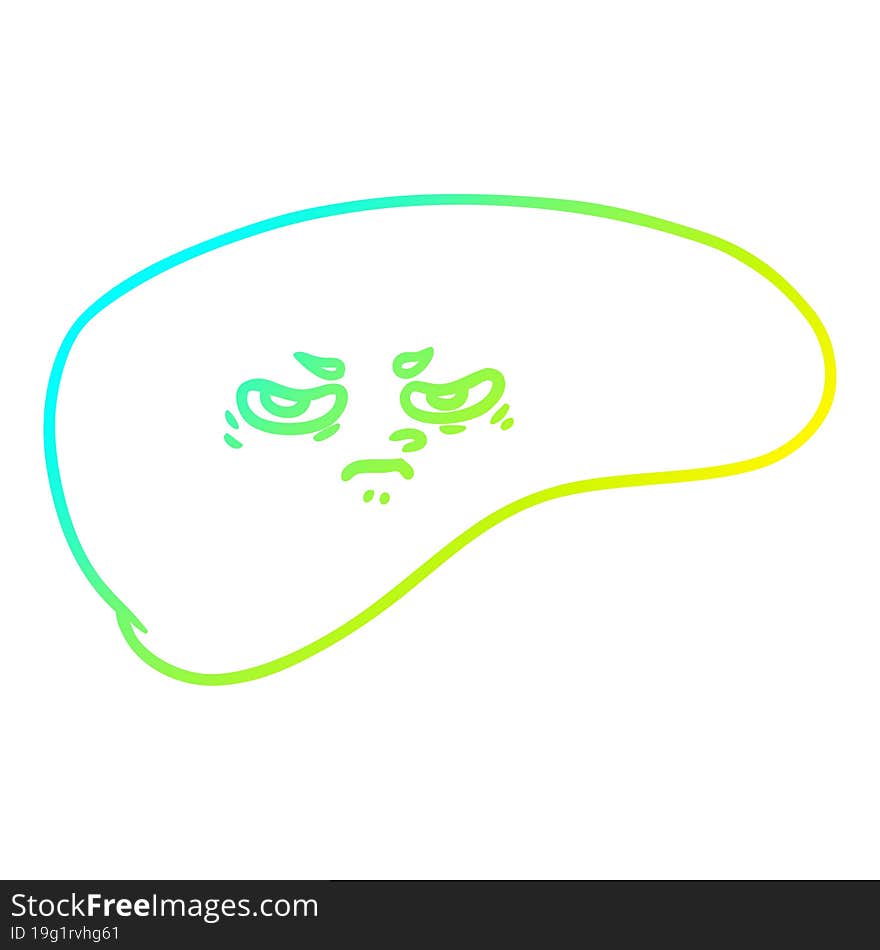 cold gradient line drawing of a cartoon liver