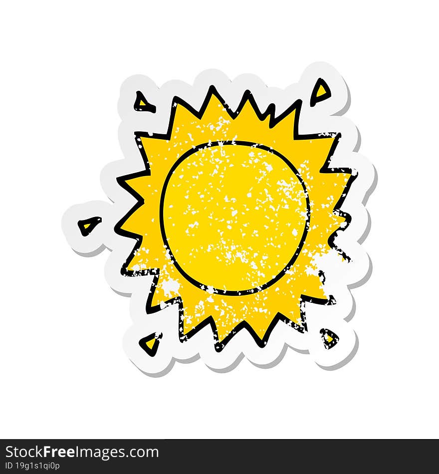 distressed sticker of a cartoon sun