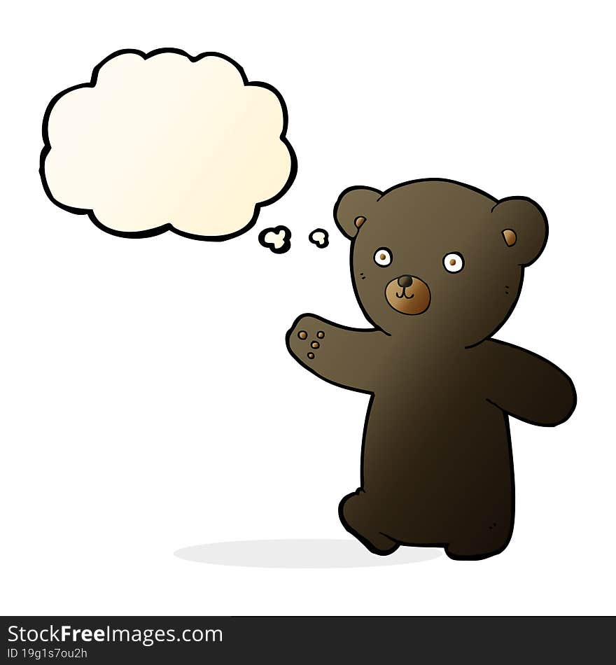 cartoon black bear cub with thought bubble