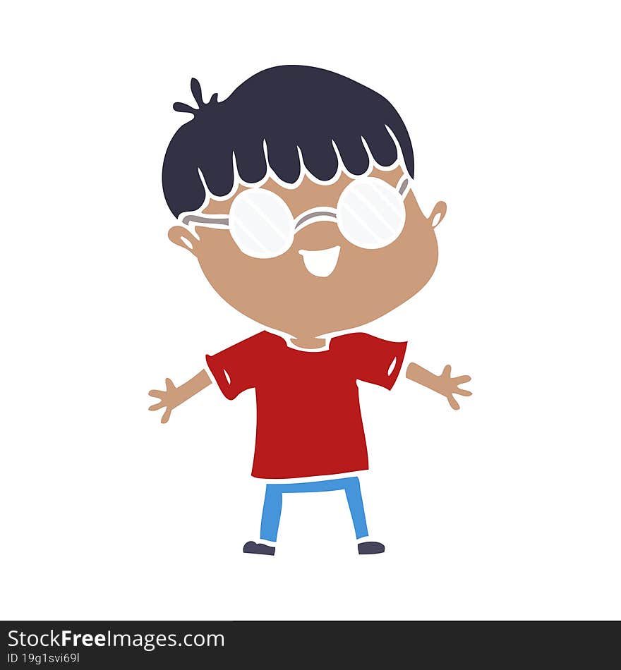 flat color style cartoon boy wearing spectacles