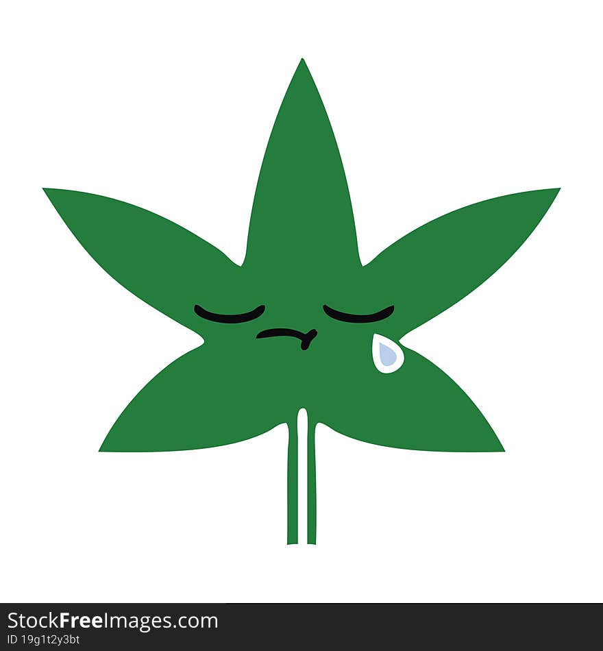 flat color retro cartoon marijuana leaf