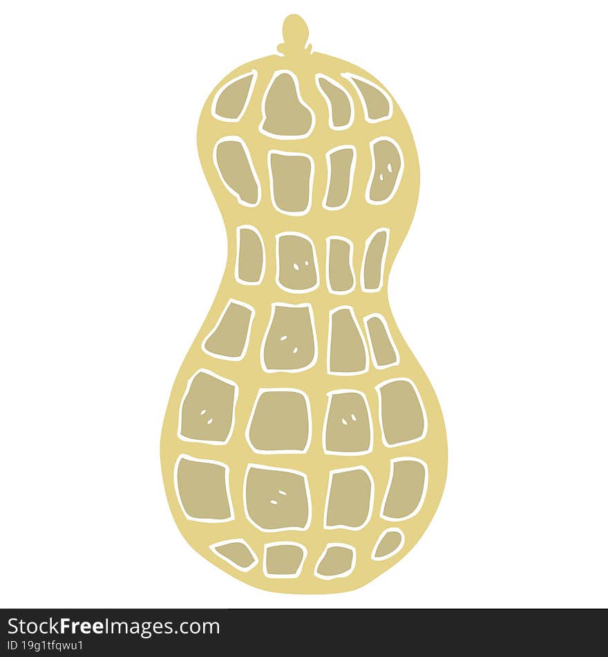 flat color illustration of a cartoon peanut