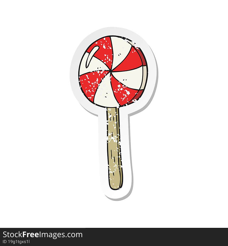 retro distressed sticker of a cartoon lollipop