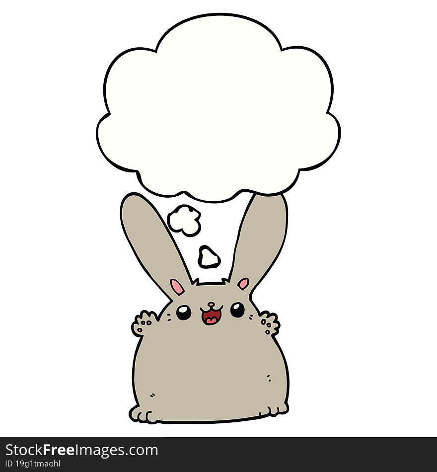 cartoon rabbit and thought bubble