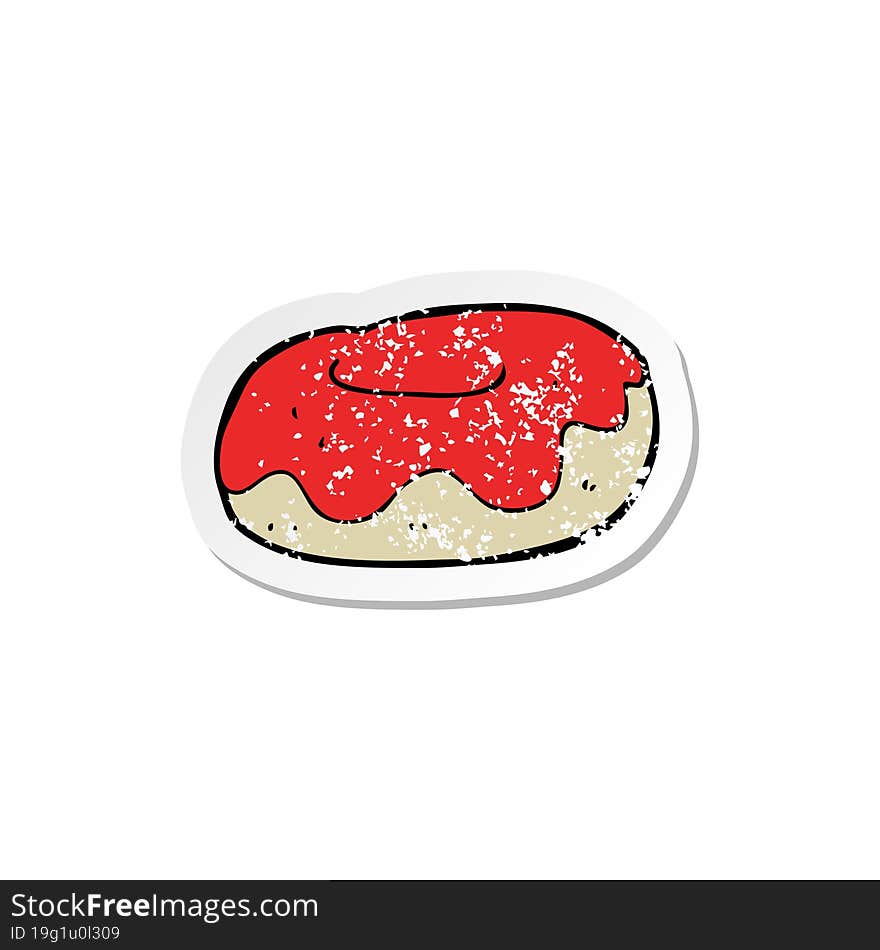 retro distressed sticker of a cartoon donut