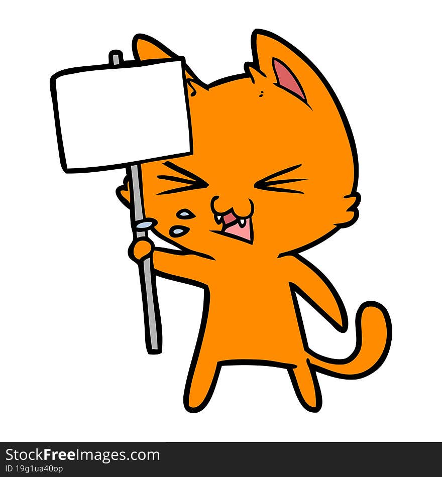 cartoon cat protesting. cartoon cat protesting