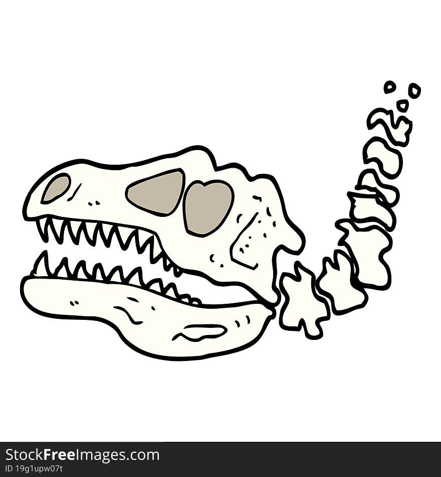 hand drawn doodle style cartoon dinosaur bones