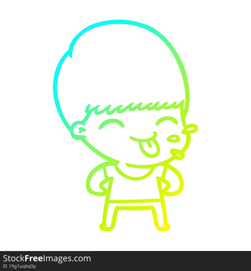 cold gradient line drawing funny cartoon boy