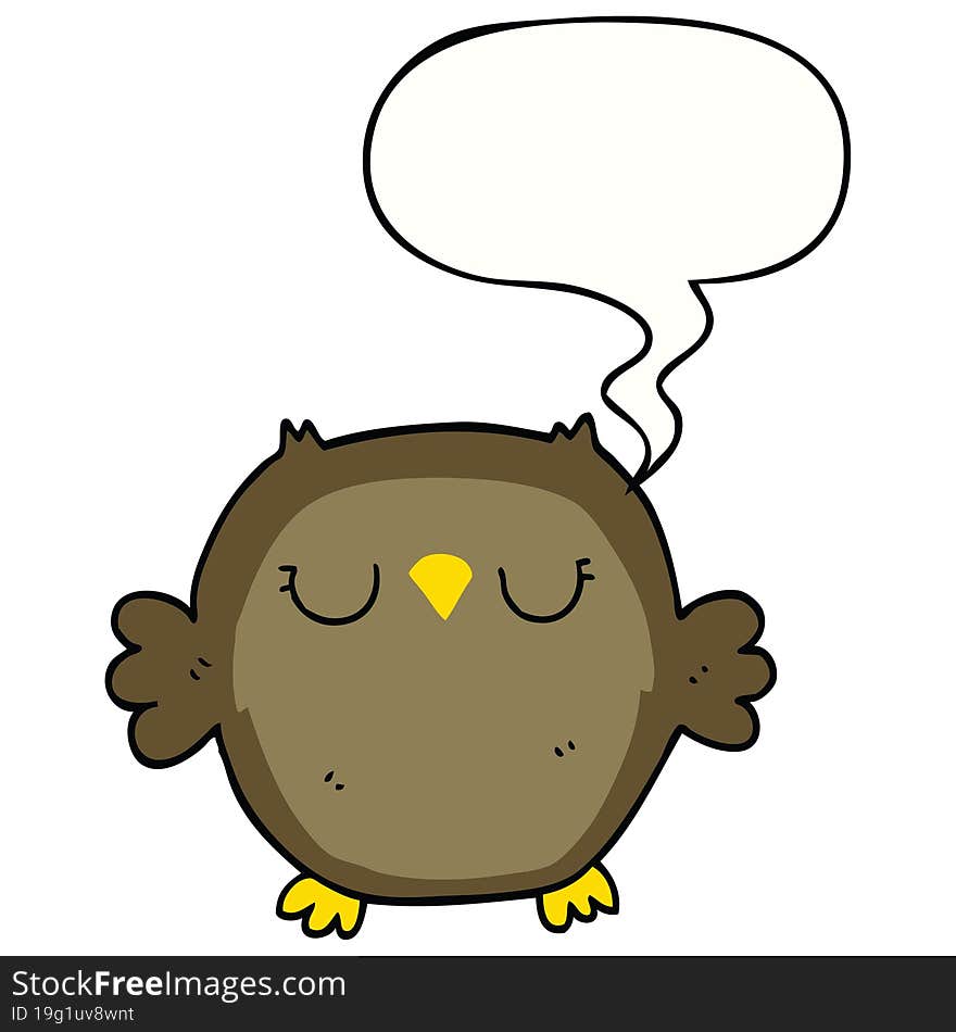 Cartoon Owl And Speech Bubble