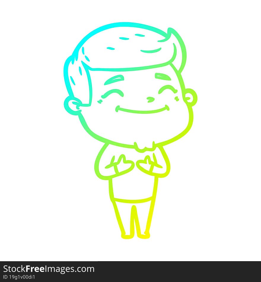 cold gradient line drawing happy cartoon man