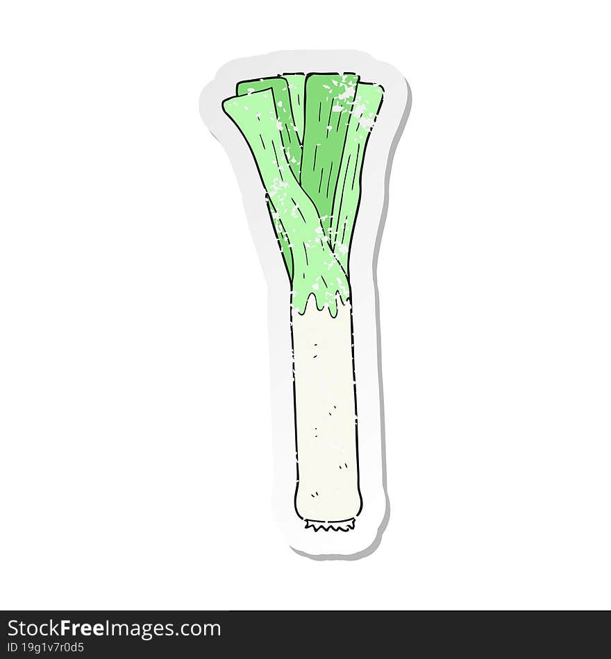 retro distressed sticker of a cartoon leek