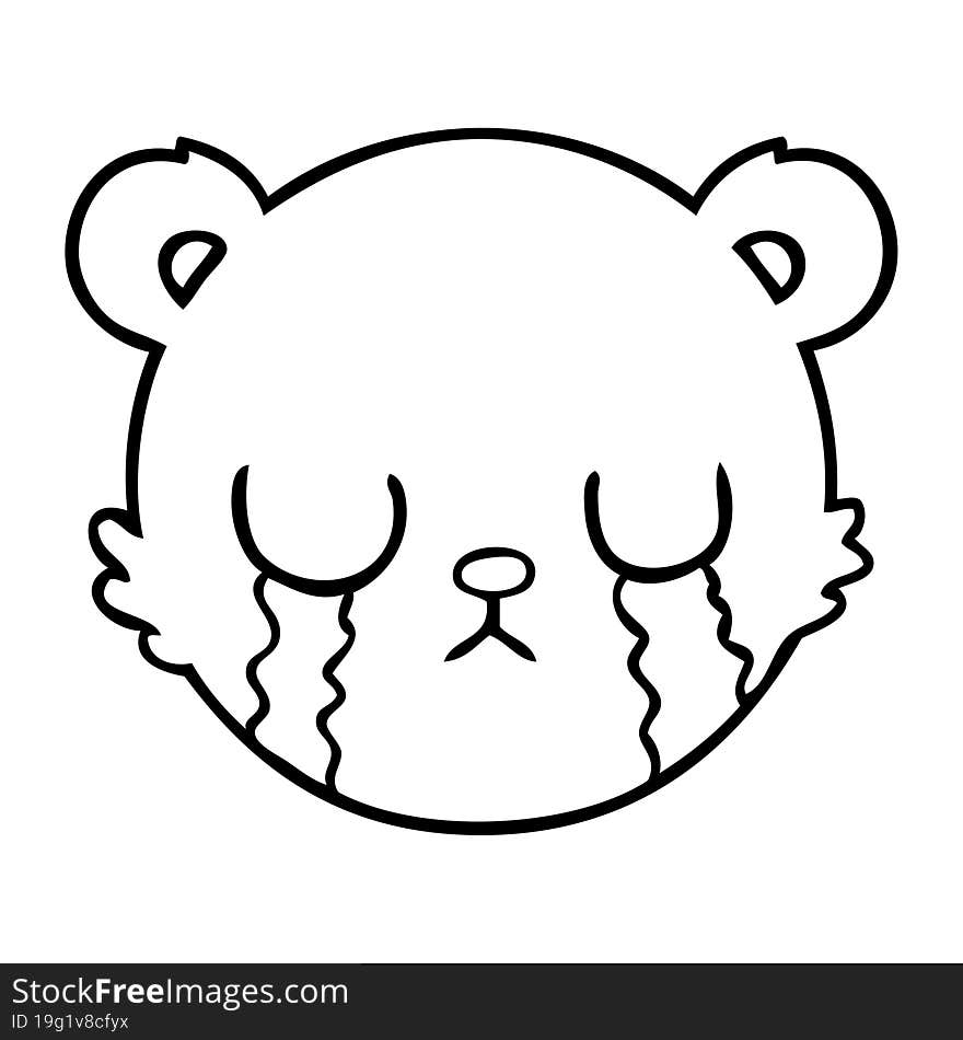 cute cartoon teddy bear face crying. cute cartoon teddy bear face crying