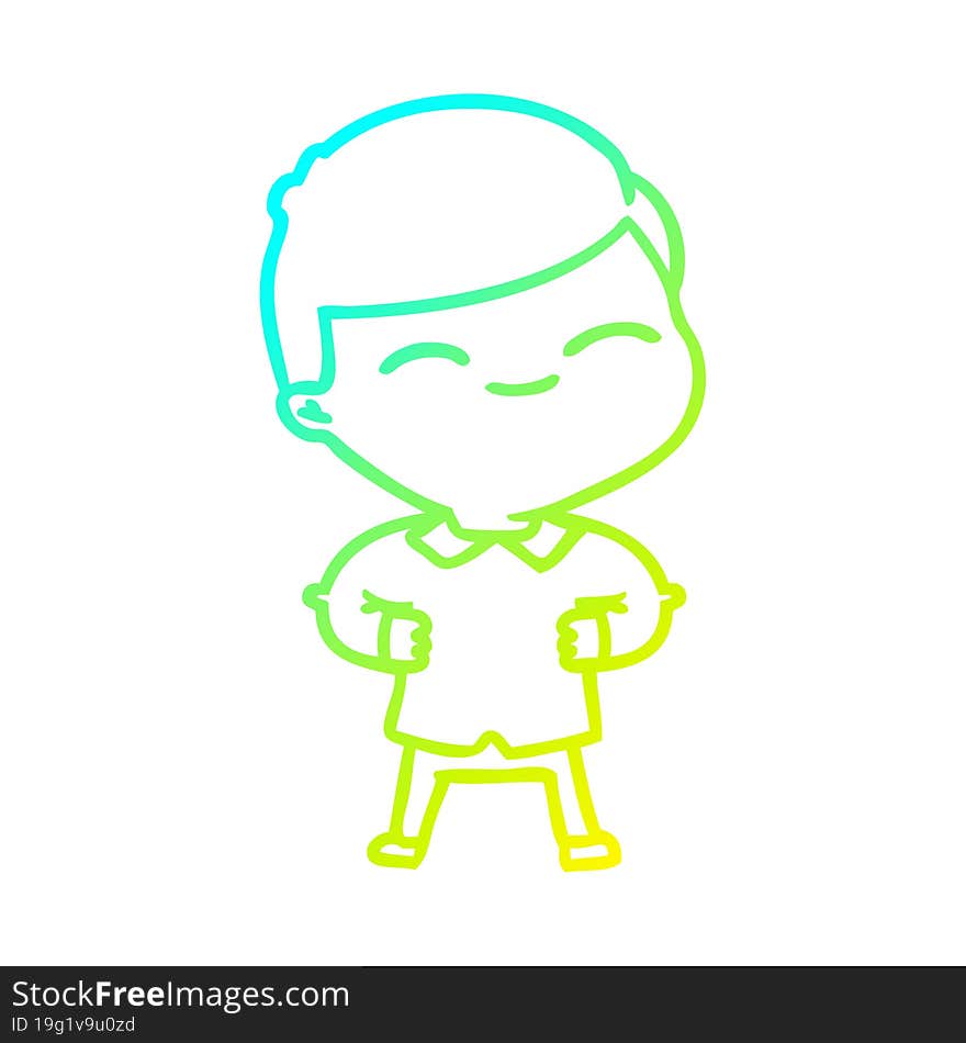 cold gradient line drawing cartoon smiling boy