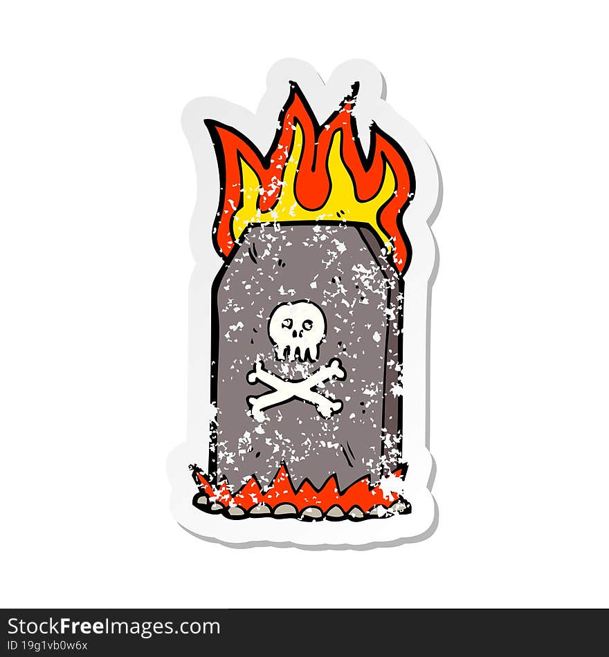 retro distressed sticker of a cartoon spooky grave