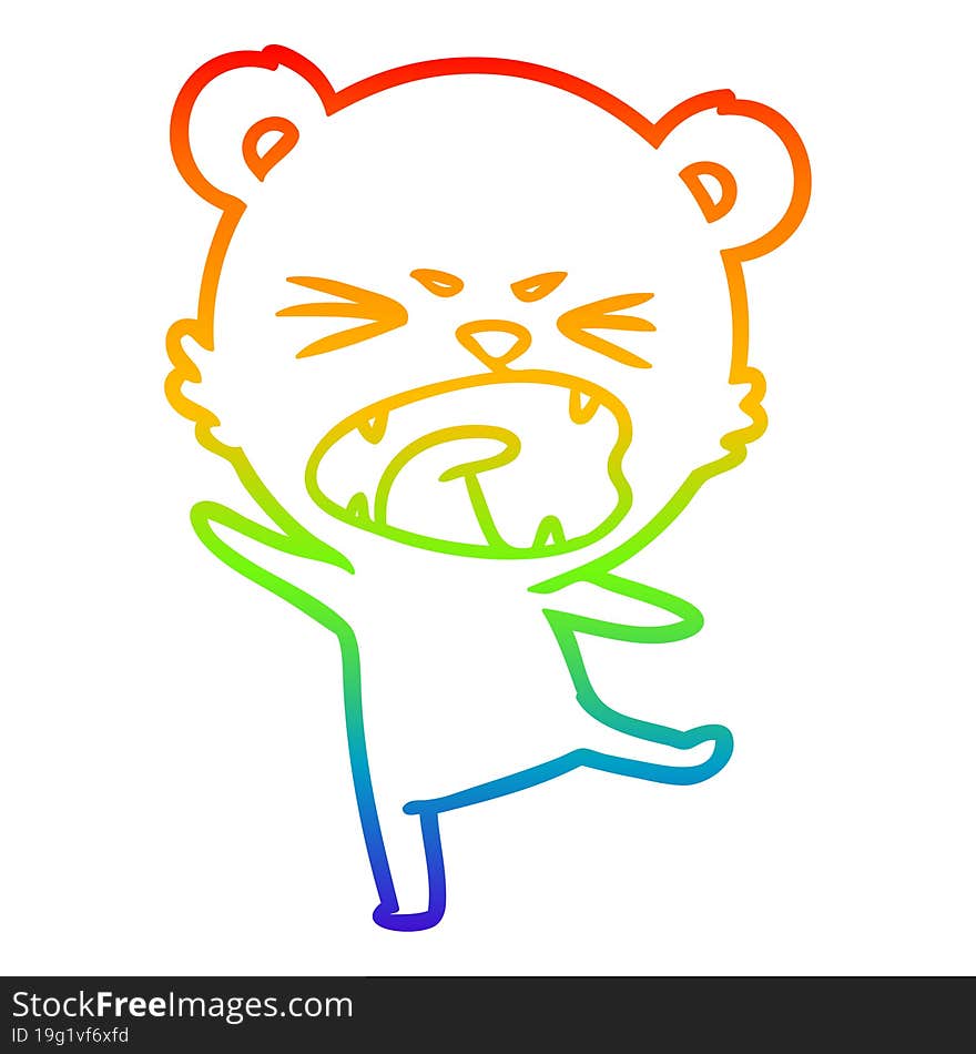 rainbow gradient line drawing angry cartoon polar bear