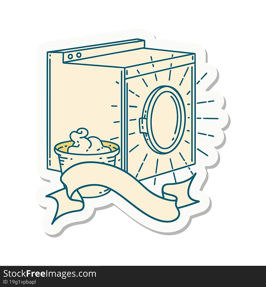 Sticker Of Tattoo Style Washing Machine