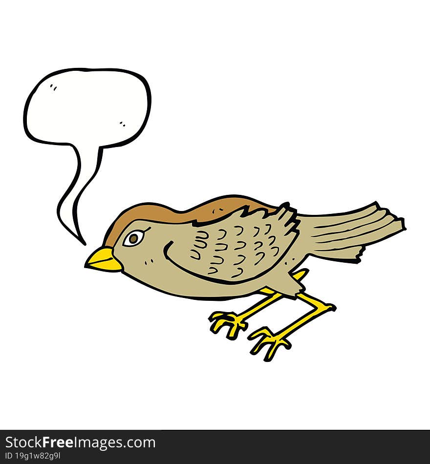 Cartoon Garden Bird With Speech Bubble