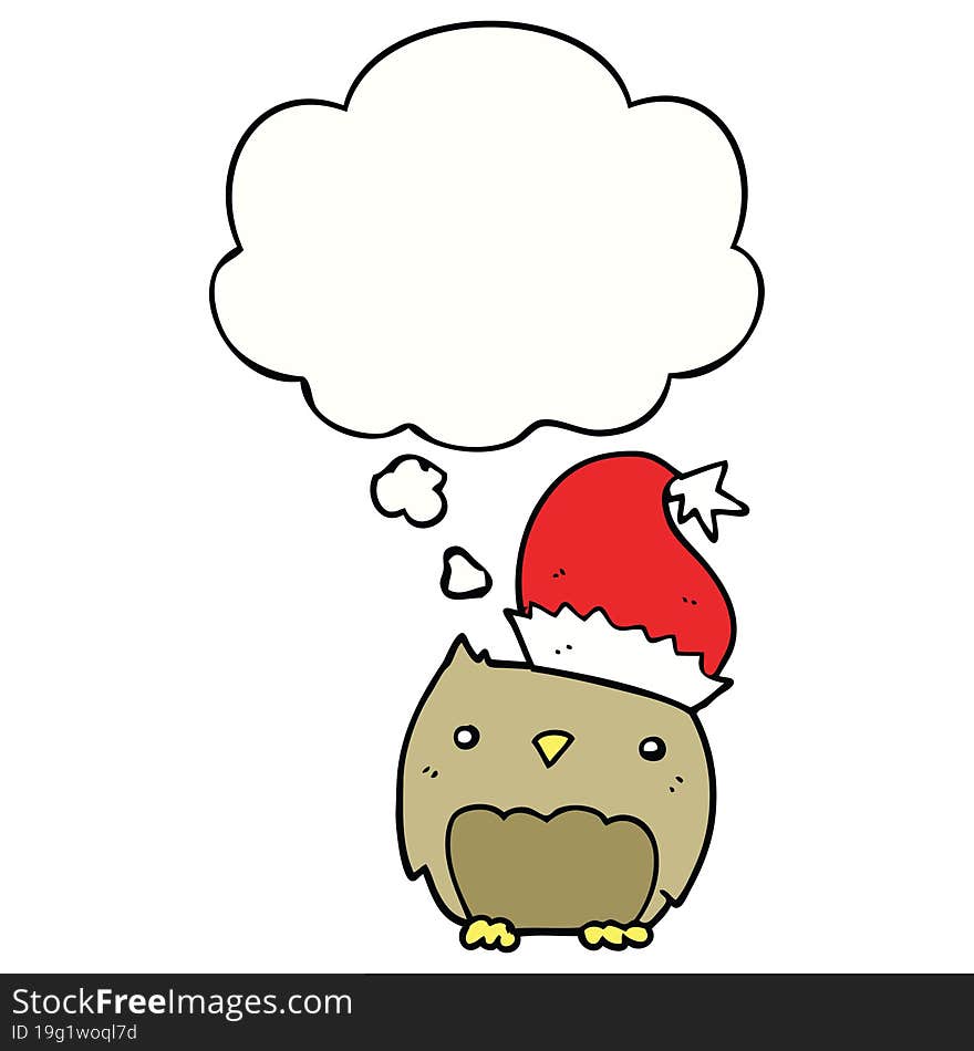 cute christmas owl and thought bubble