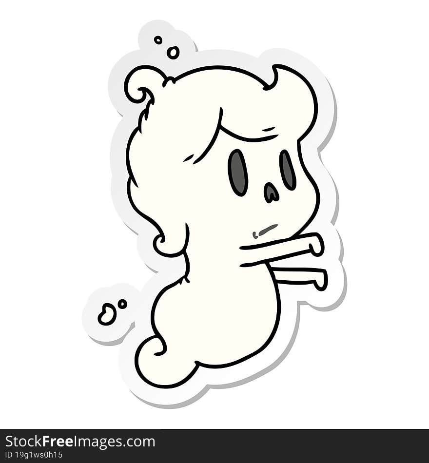 sticker cartoon of a kawaii cute ghost