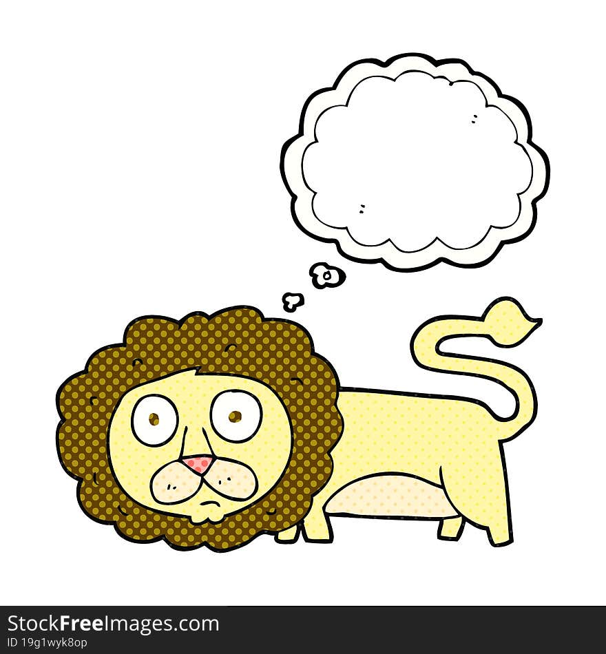 freehand drawn thought bubble cartoon lion