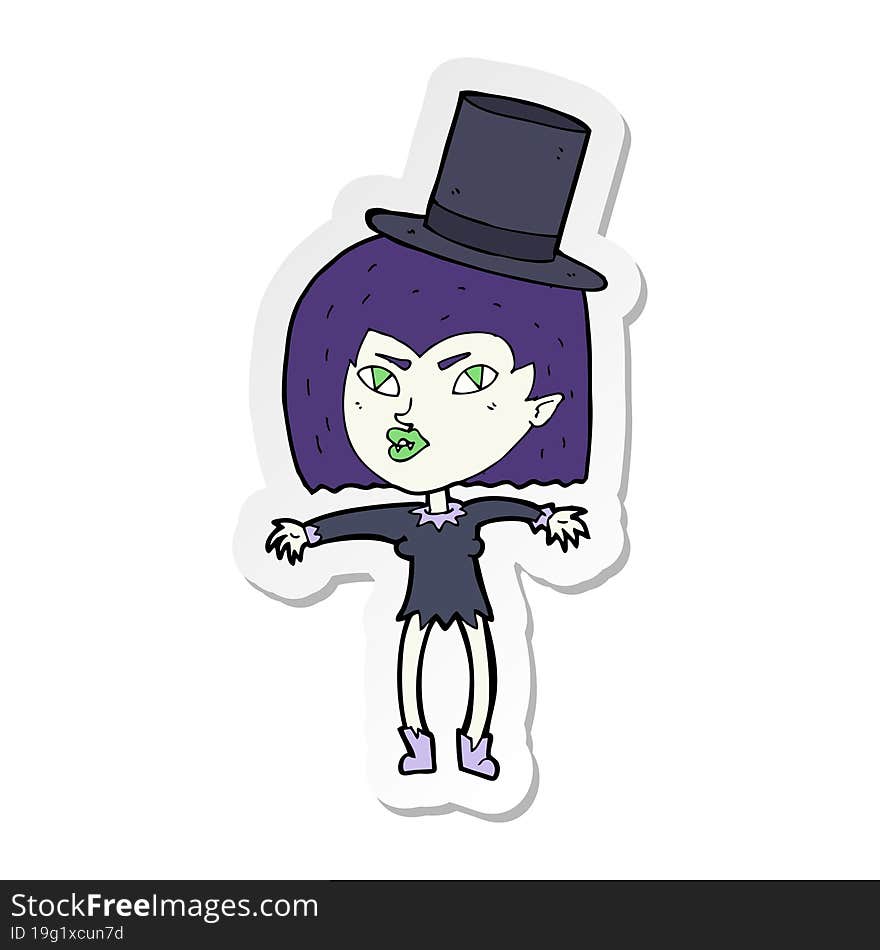 Sticker Of A Cartoon Halloween Vampire Girl