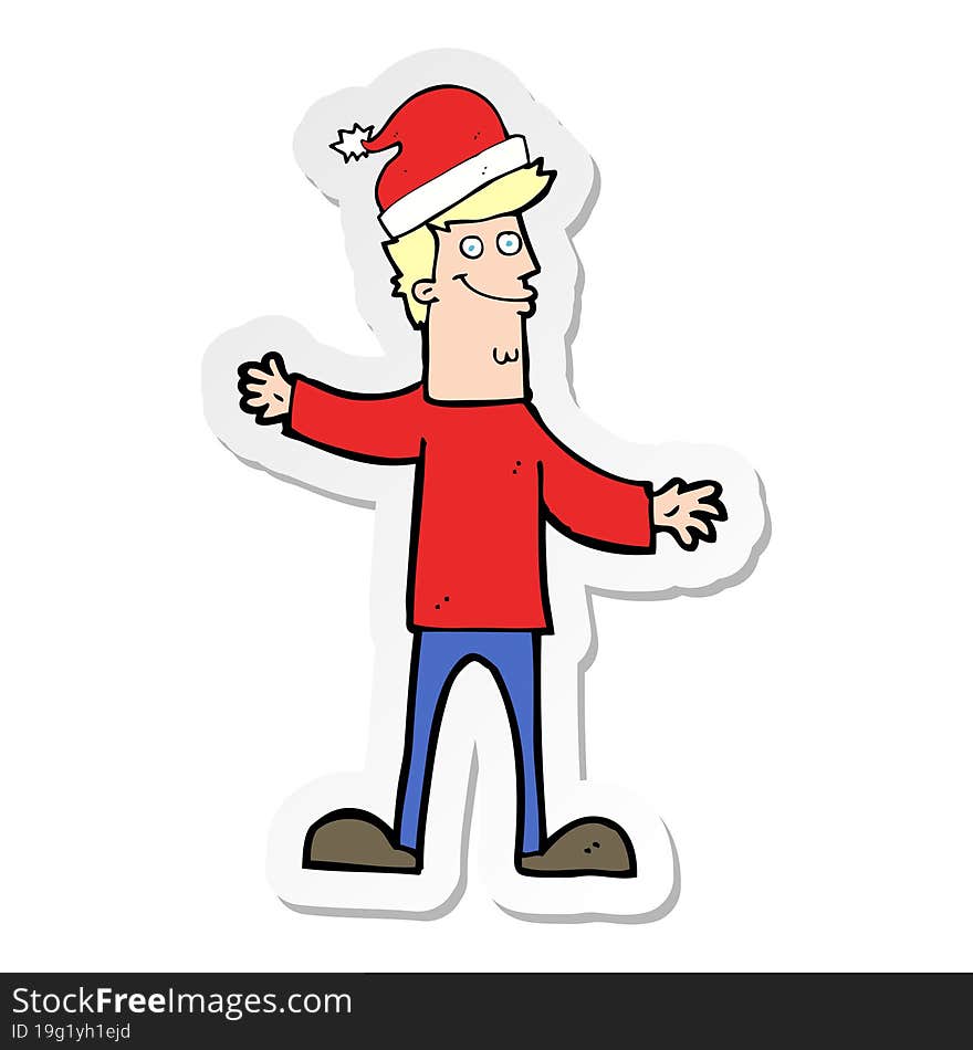 sticker of a cartoon man ready for christmas