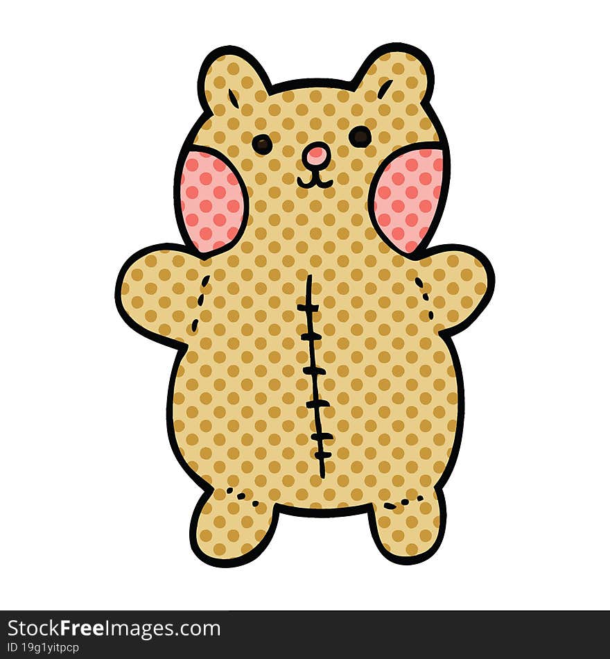 comic book style cartoon teddy bear