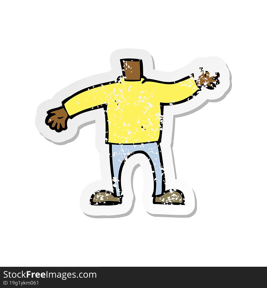 retro distressed sticker of a cartoon body waving arms