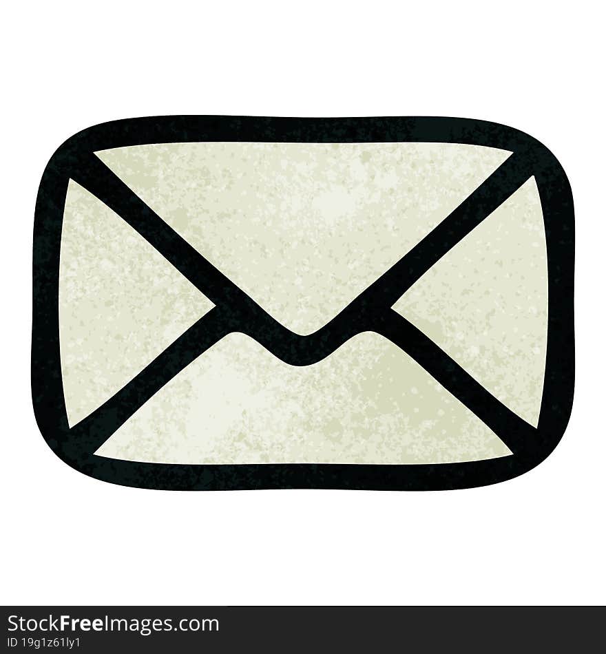 retro grunge texture cartoon of a paper envelope