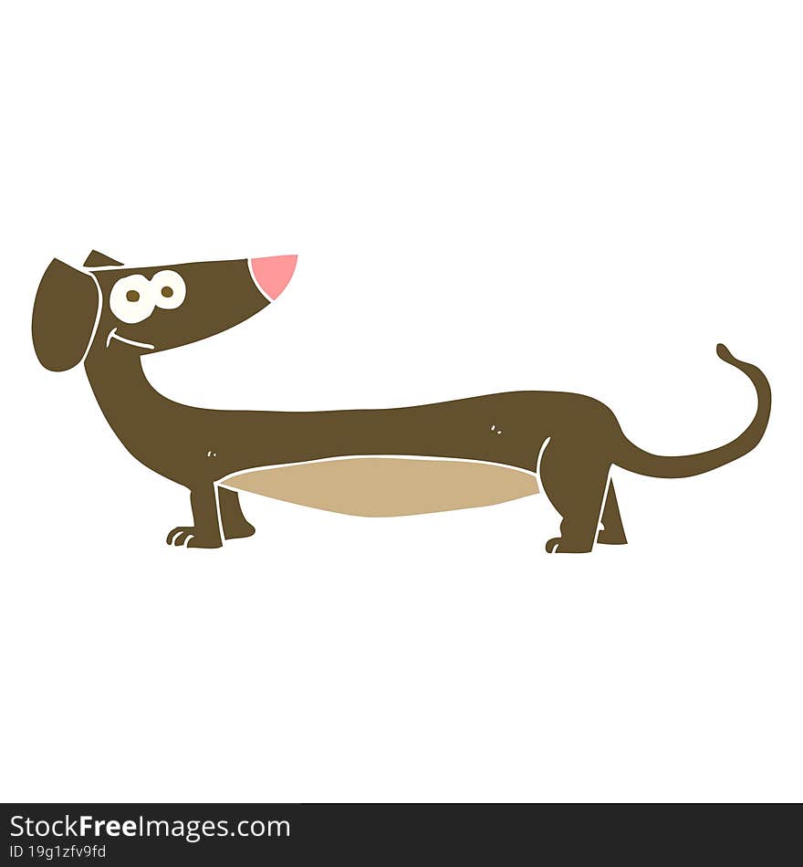 flat color illustration of a cartoon dachshund