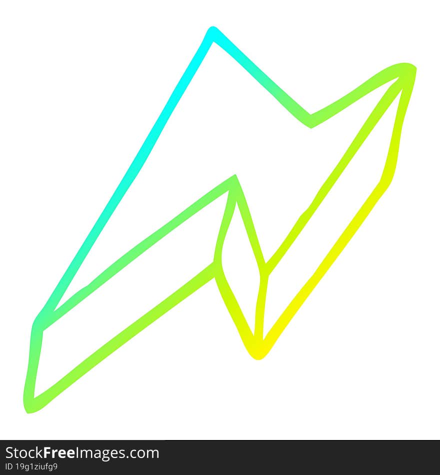 cold gradient line drawing cartoon decorative lightning bolt