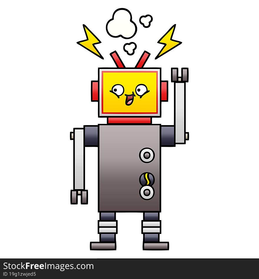 gradient shaded cartoon dancing robot