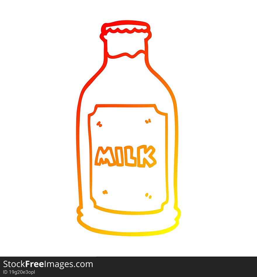 warm gradient line drawing cartoon milk bottle