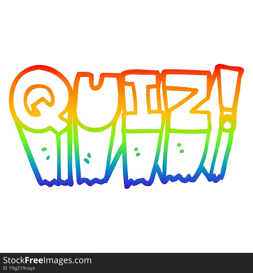 rainbow gradient line drawing cartoon quiz symbol