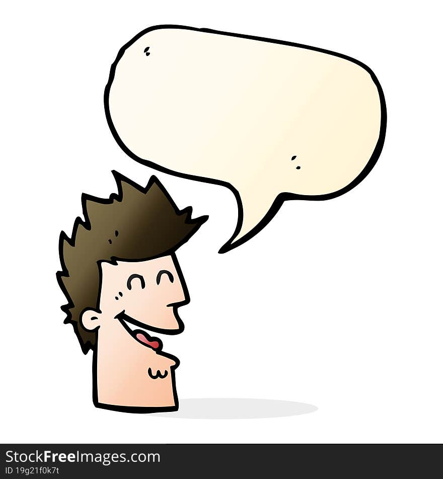 Cartoon Happy Man With Speech Bubble