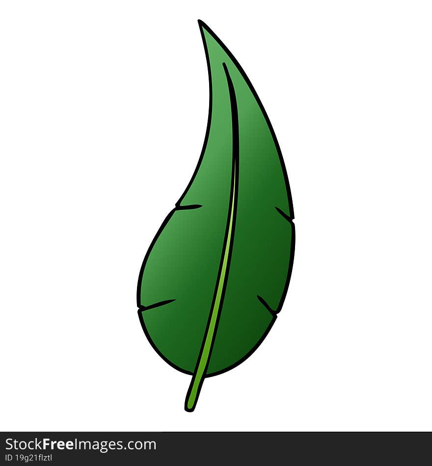 hand drawn gradient cartoon doodle of a green long leaf