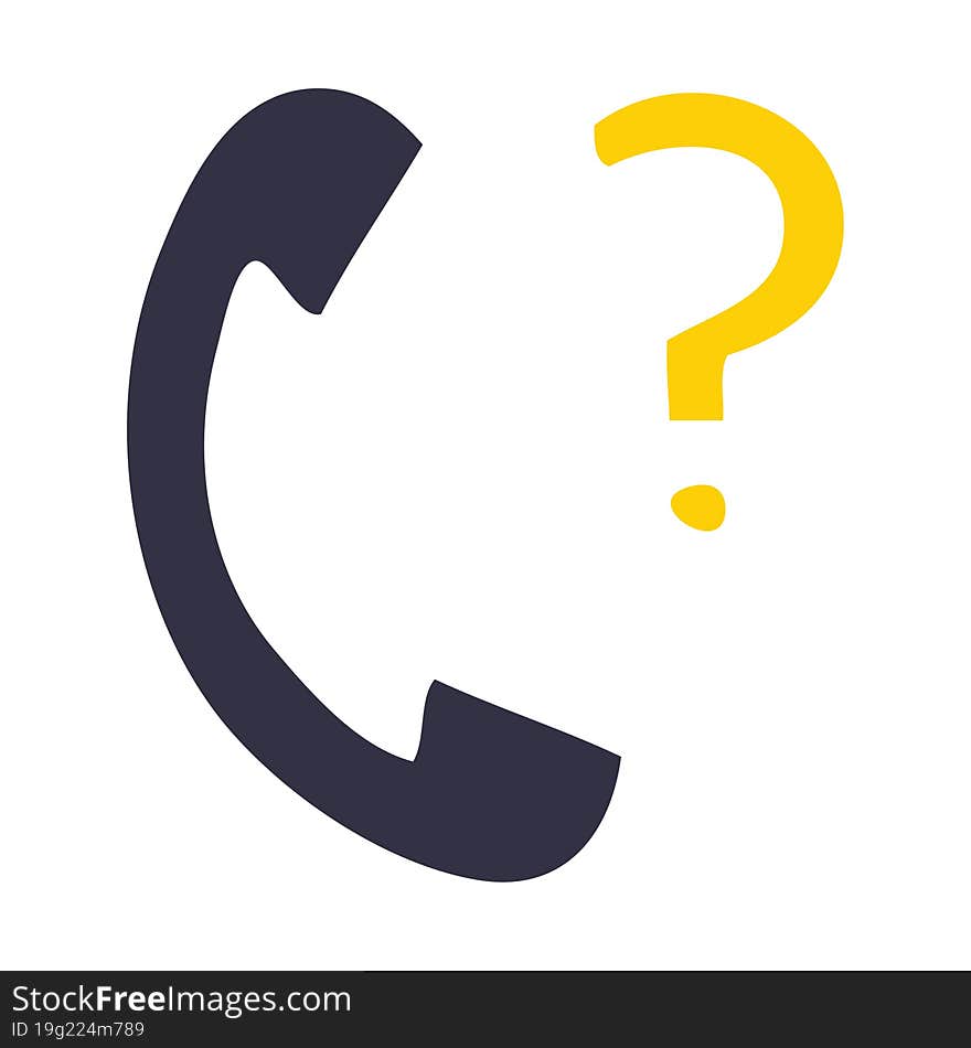 flat color retro cartoon telephone receiver with question mark