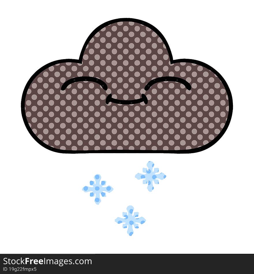 comic book style cartoon of a happy snow cloud