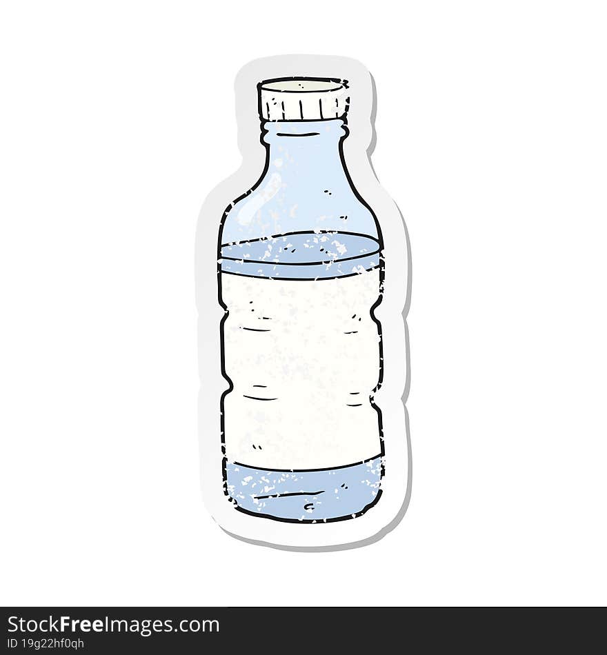 retro distressed sticker of a cartoon water bottle