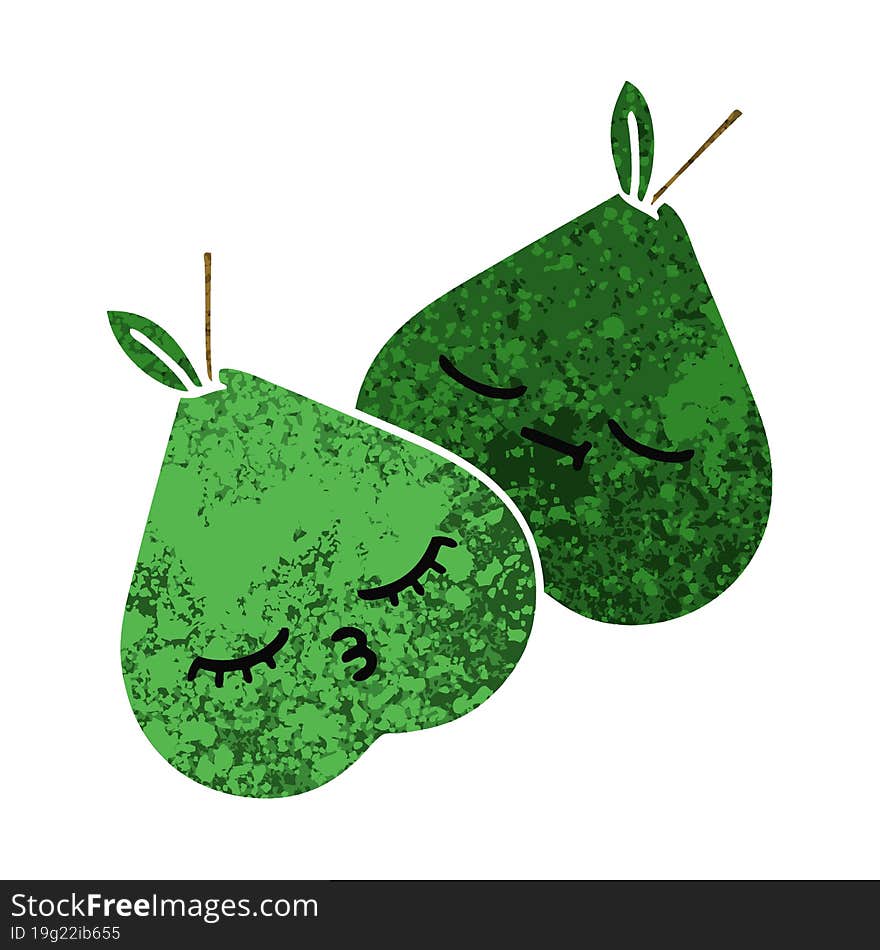 Retro Illustration Style Cartoon Pears