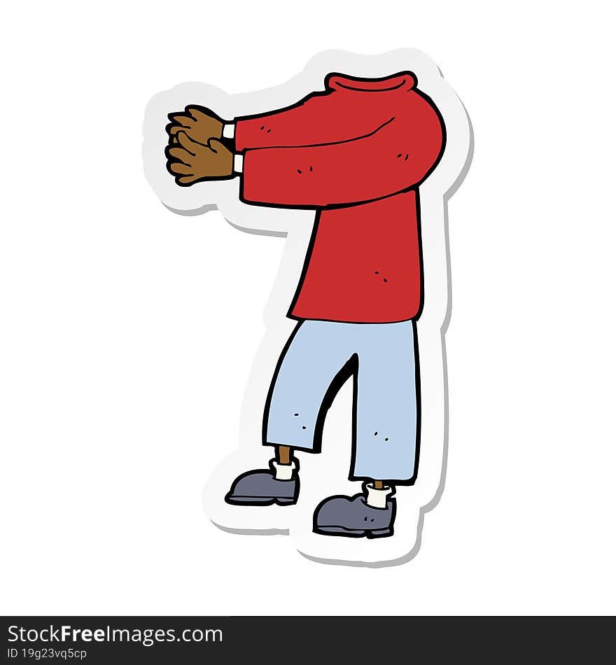 Sticker Of A Cartoon Headless Body