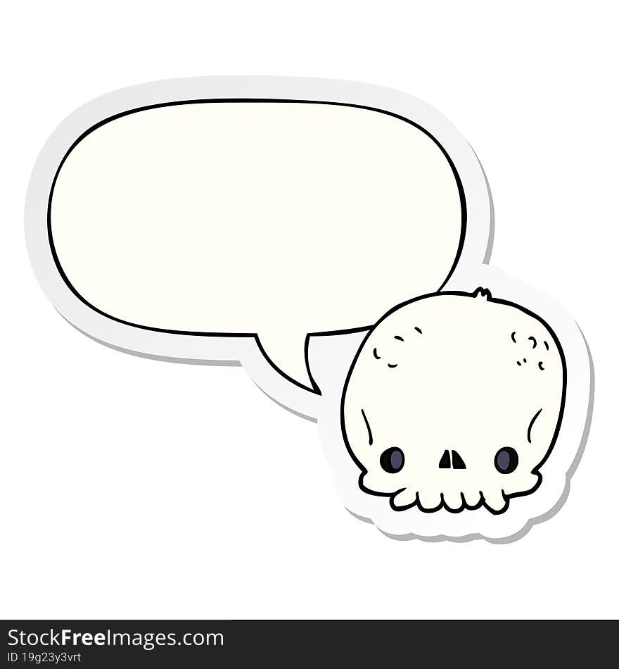 Cartoon Skull And Speech Bubble Sticker