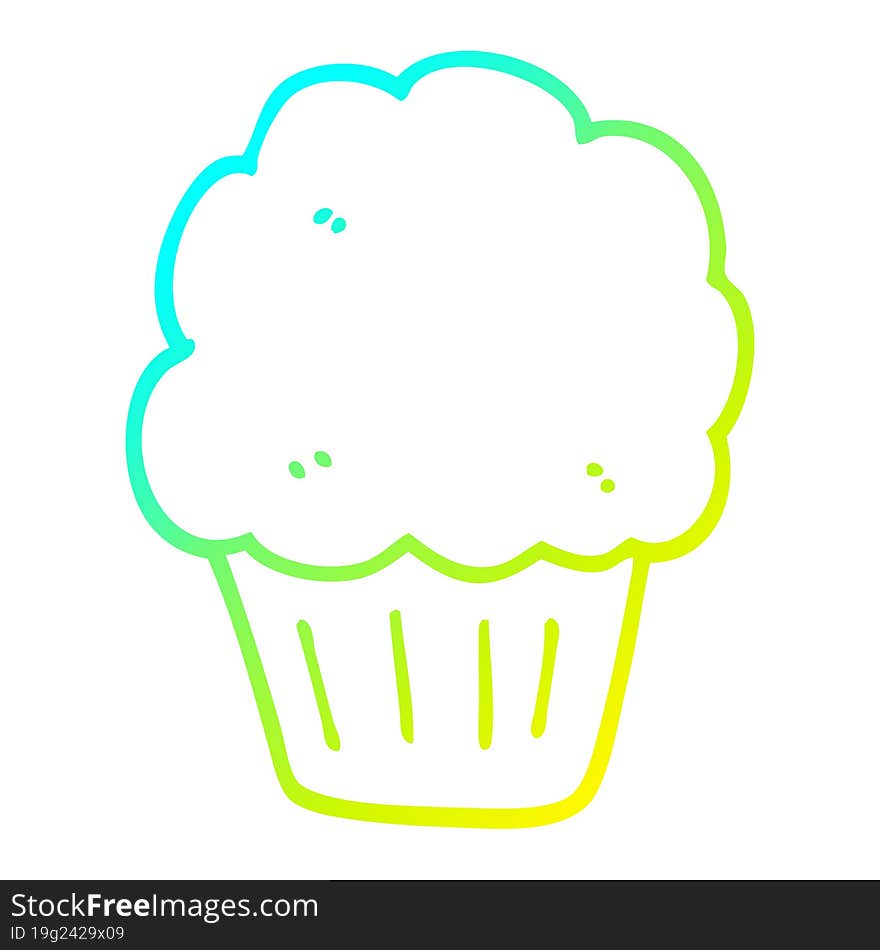 cold gradient line drawing cartoon cupcake