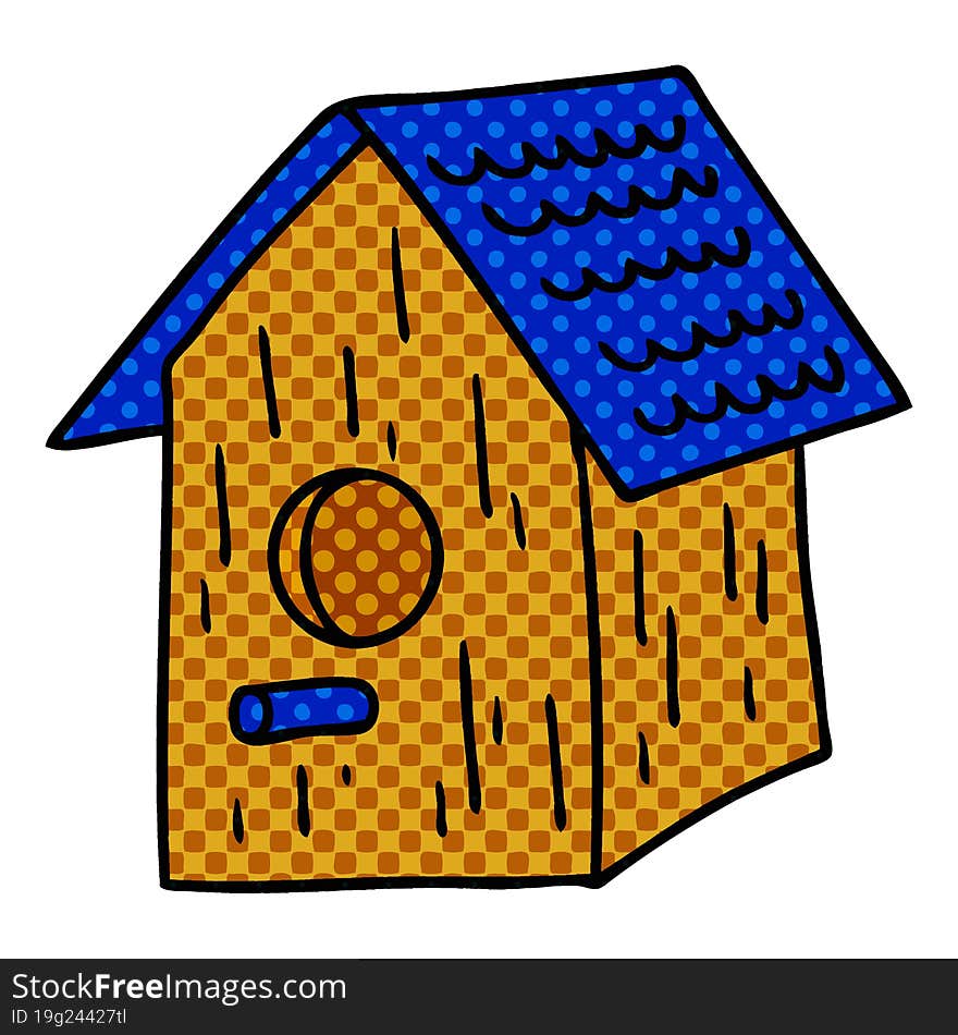 hand drawn cartoon doodle of a wooden bird house