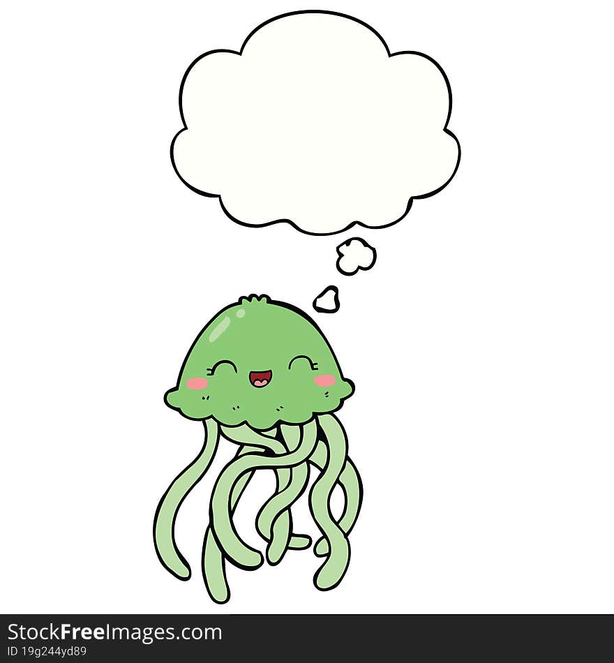 cute cartoon jellyfish and thought bubble